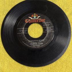 This item is a vintage 7-inch 45 RPM vinyl record featuring "Party Lights" and "Disappointed" by Claudine Clark, released on the Chancellor label (cat