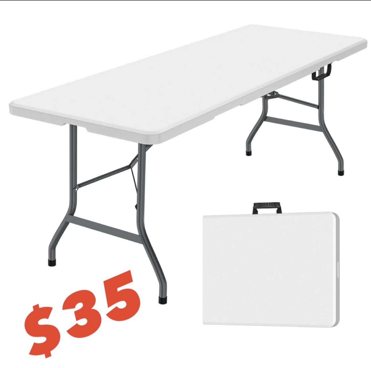 6ft Folding Tables Heavy Duty, White - NEW IN BOX