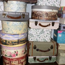 Storage Boxes And Vintage Suitcases