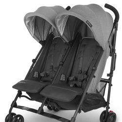 UPPAbaby G-Link V2 Double Umbrella Stroller / Lightweight Design / One-Step Fold + Recline / XL Basket + Canopy / Cup Holder Included / Greyson (Charc