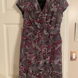 Gray And Purple Knee Length Dress