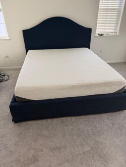 Navy Blue Upholstered King & Queen Bed Frame Available- Same Day Delivery and Set Up🚚