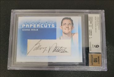 🔥 1/1 BGS 9,10 Auto George Mikan 2009 Sportkings Papercuts Auto Mr. Basketball