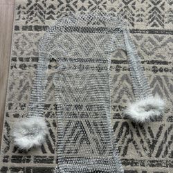 Never Worn White Bathing Suit Embellished Fishnet Top