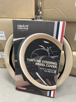 Two tone beige black steering wheel covers HIGH QUALITY 