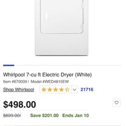 Brand New Washer And Dryer Whirl Pool 