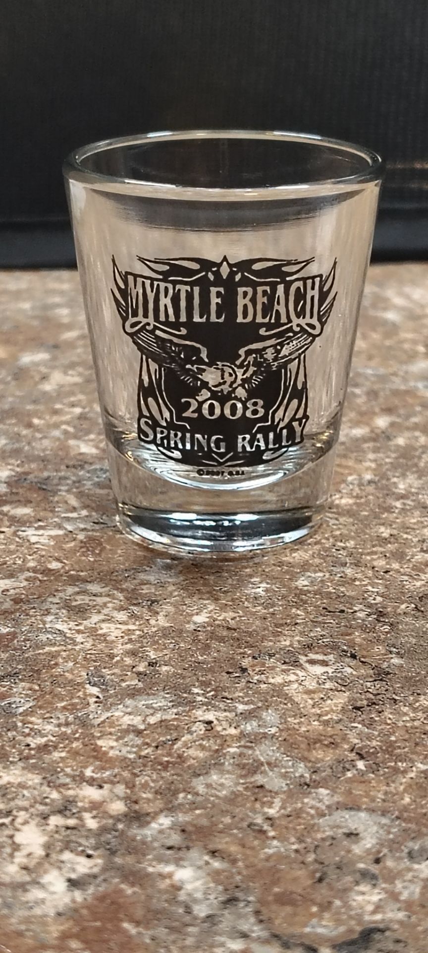 2008 Myrtle Beach Spring Rally Shot Glass-Made in USA Mold 38