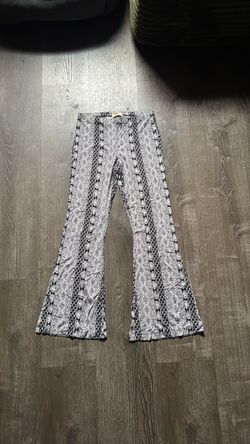 Black and White Boho Print Flare Pants