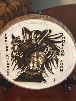 Bleach ichigo Hollow Form - Laser Engraved Wood Slice with Stand