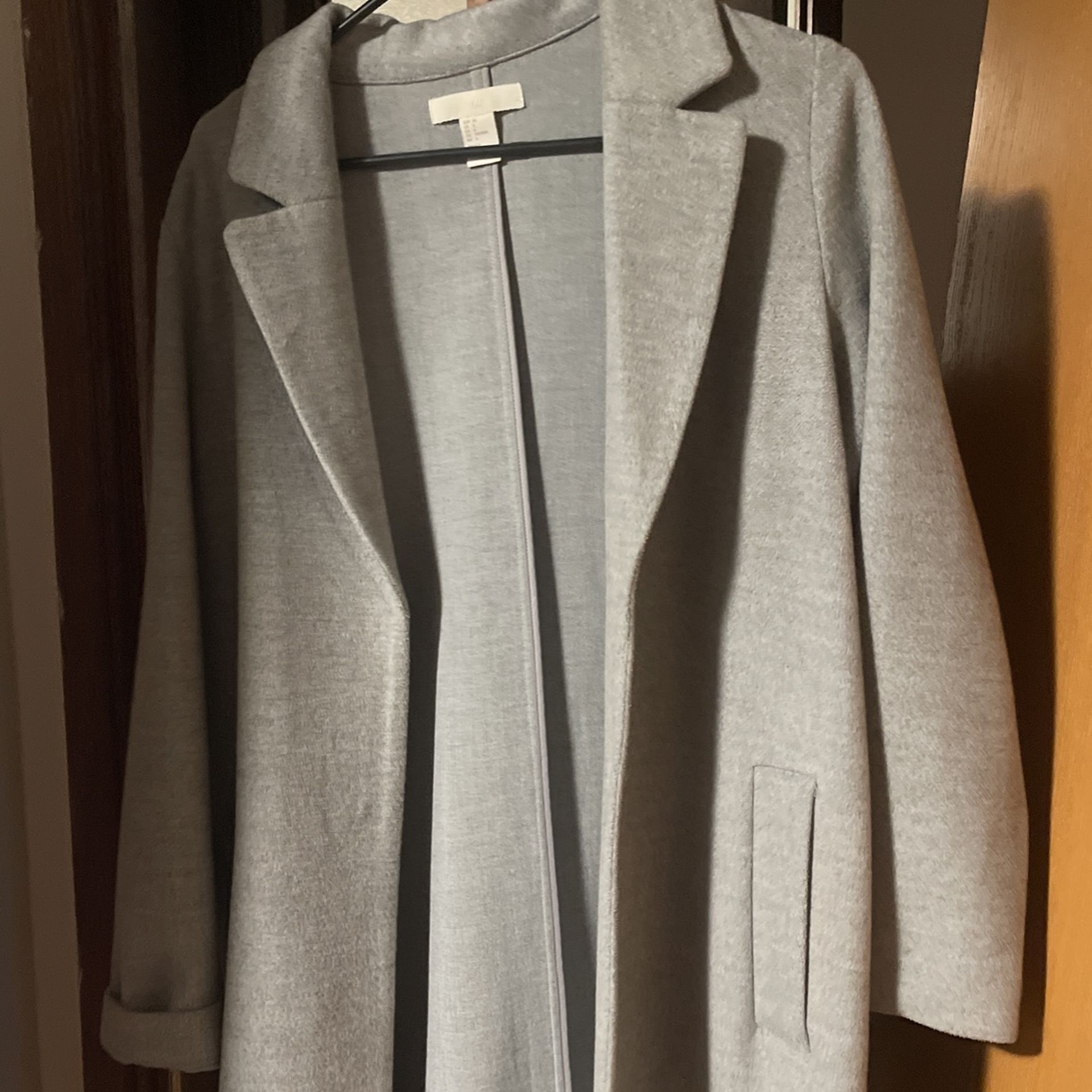 H&M floor Length Grey Pea Coat 