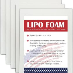 5 Pack Lipo Foam Pads for Post Surgery Ab Board Liposuction Surgery Flattening Abdominal Compression Garments Lipo Foam Sheets 8" x 11"