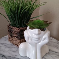 $8 Ceramic Pot With Artificial Succulent, Fun Decor 