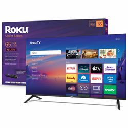 Roku Smart TV 2026 – 65-Inch Select Series, 4K QLED TV – Roku TV with Voice Remote – Flat Screen QLED Television with Wi-Fi for Streaming Live Local N