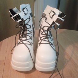 White punk rock boots