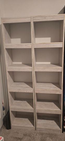 Set of Tall Whitewash Bookcase bookshelf