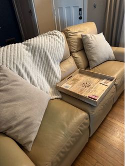 Modern Beige Reclining Loveseat Sofa – Recliners Work Great – Apartment Friendly
