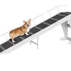 HOOBRO Dog Ramp for Bed, Pet Bed Access Ramp, Large Dog Ramp with Non-Slip Carpet Surface, Sa fety Rails, and Top Platform, 70.9" x 15.7" x 23.6", 