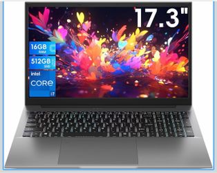 17.3 Inch Laptop, Core i7 CPU (Up to 4.5 GHz), 16GB RAM, 512GB SSD, WIFI 6 Win11 Home Expandable Storage Laptops Computer Backlit Keyboard Numeric Pad