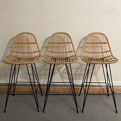 3 Wicker Counter Chairs
