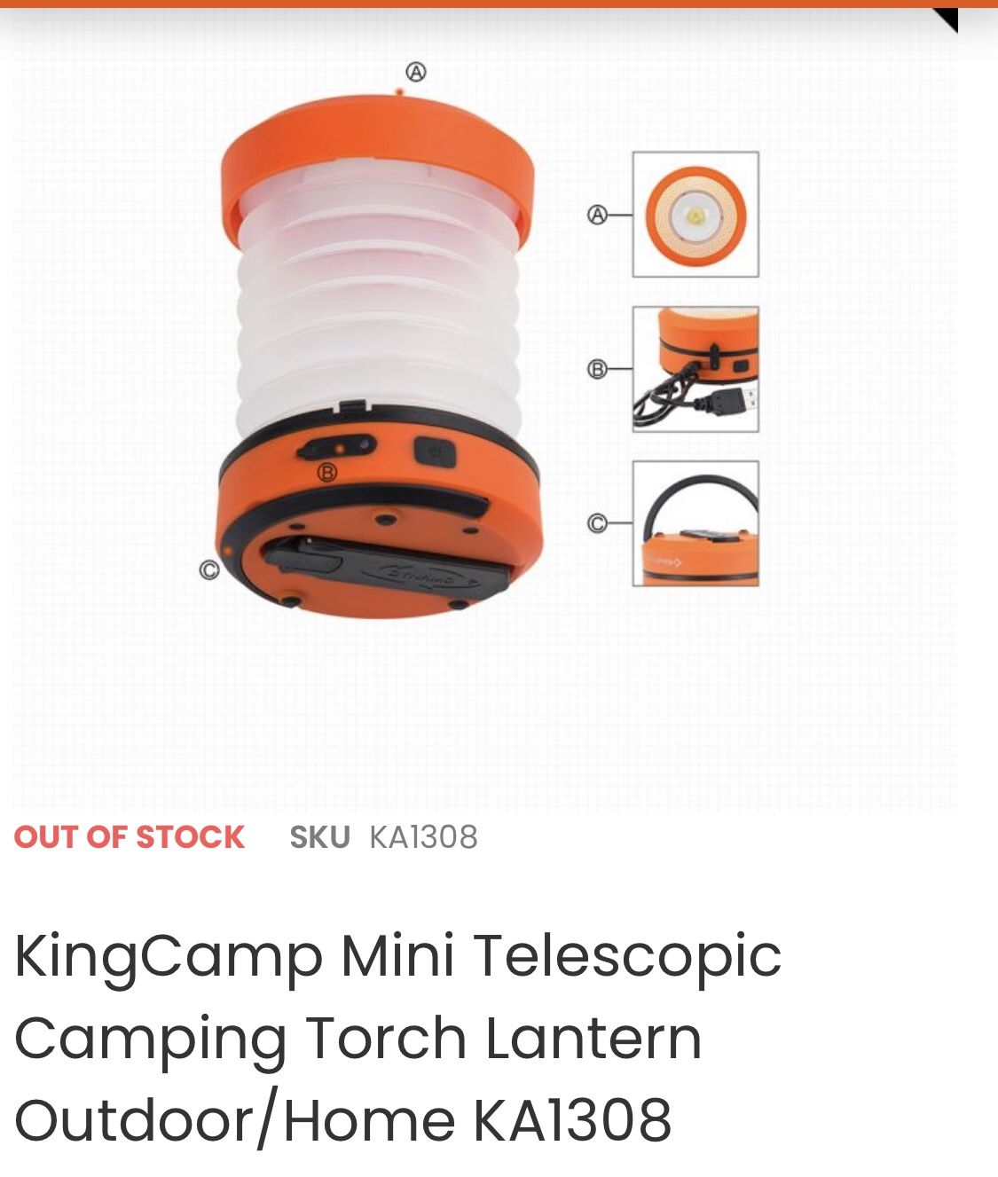 Camping torch lantern outdoors/indoor mini telescopic camping, hiking lantern- brand new