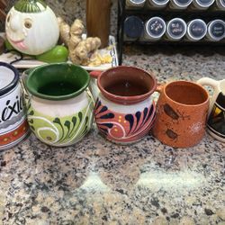 Lot Of Mexican Mugs And Two Native Cups