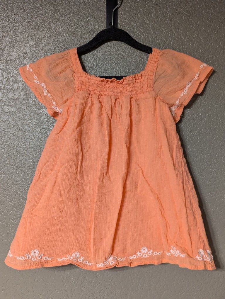 JANIE and JACK Orange Sherbet Dress with White Flowers - 3T