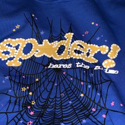 SMALL BLUE TC SP5DER HOODIE 65$