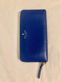 Kate Spade New York Women’s Blue Zip-Around Wallet, Credit Card Folding
