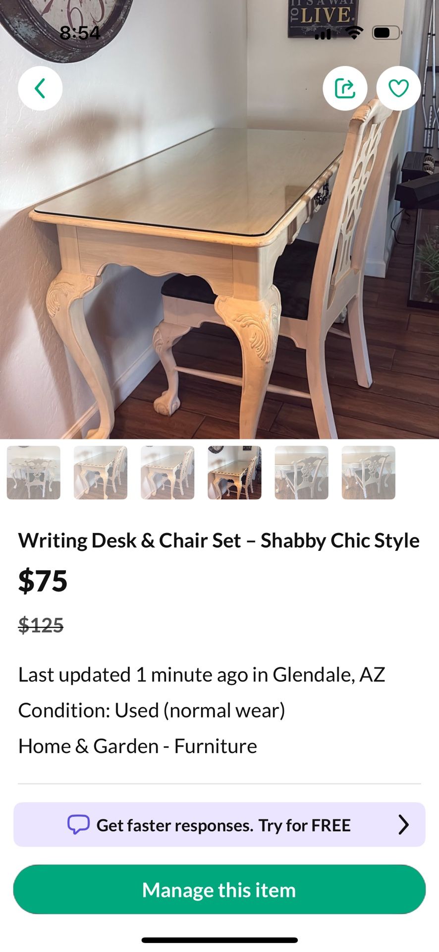 Writing Desk & Chair Set – Shabby Chic Style