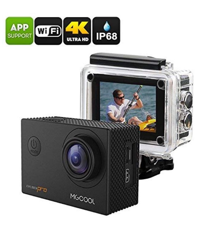 Action camera (GoPro style) with accessories