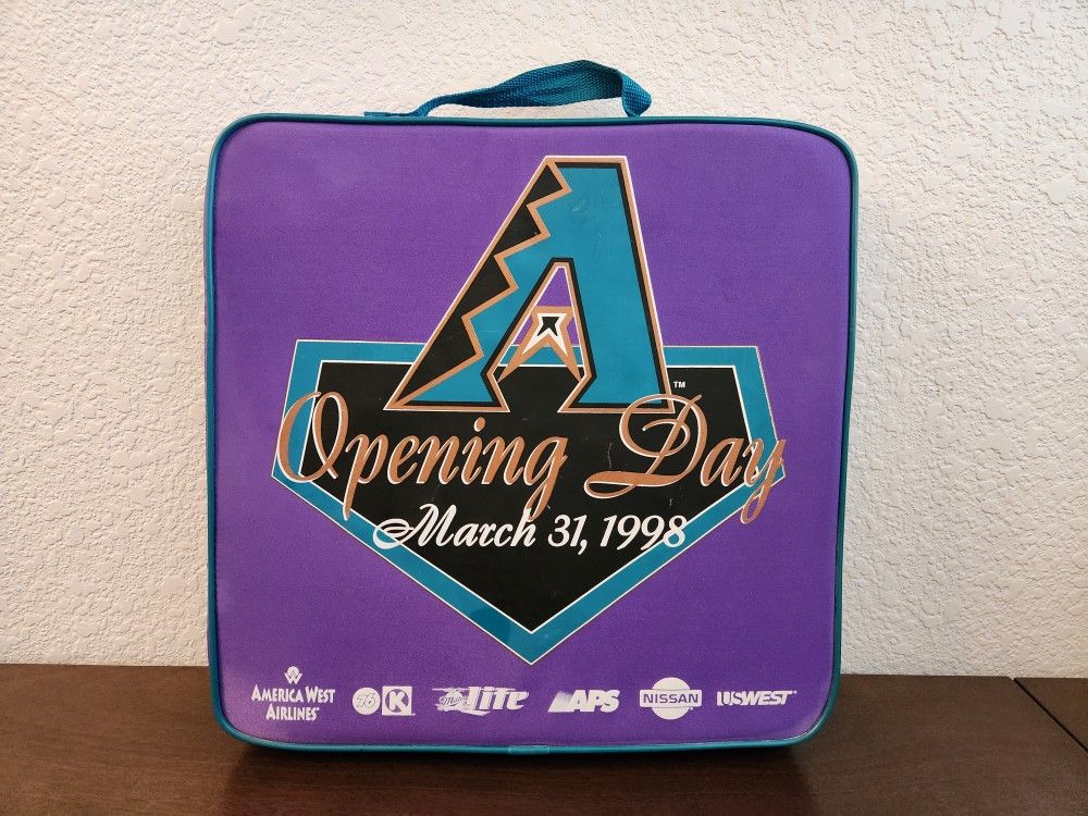 VINTAGE ARIZONA DIAMONDBACKS OPENING DAY CUSHION 1998, INAUGURAL SEASON, BANK ONE BALLPARK