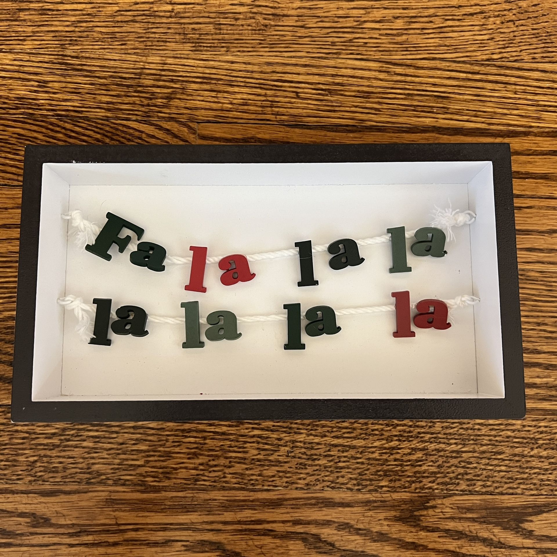 Fa-la-la-la-la-la-la-la Shadow Box Type word decor - Christmas 10”x4.5”