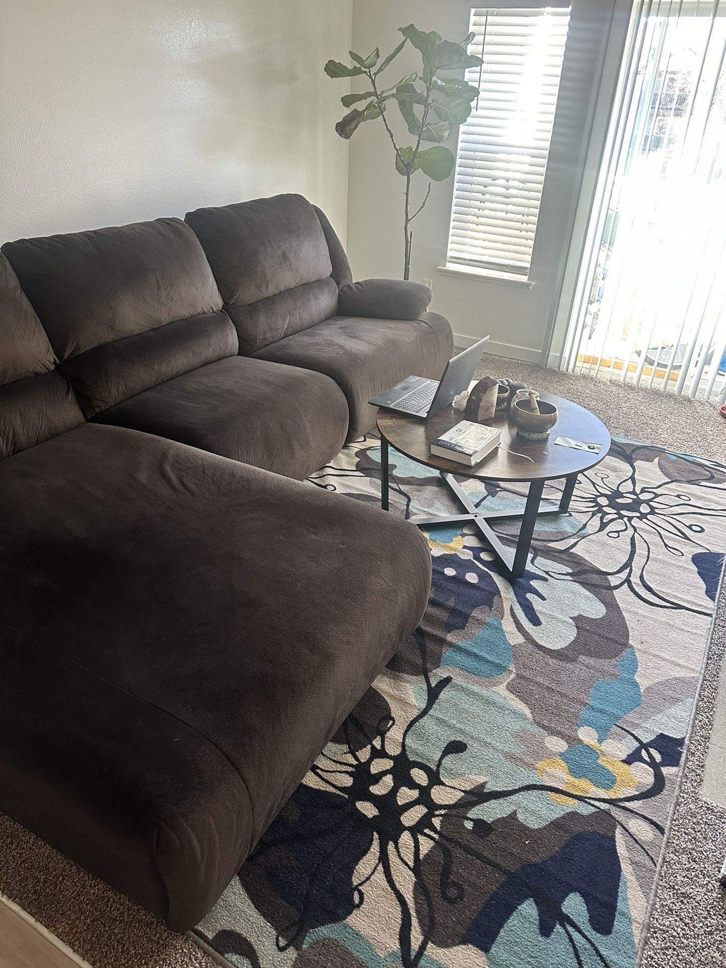 Brown Suede Sectional Couch