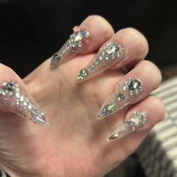 Acrylic Blinged Out Nails! 
