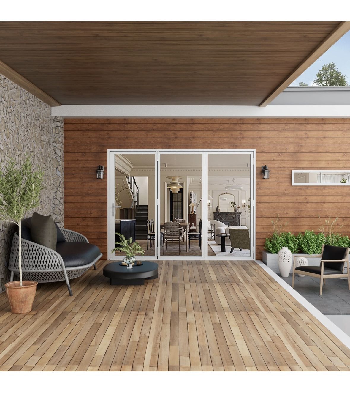 Ark design Aluminum patio bifold door (White)