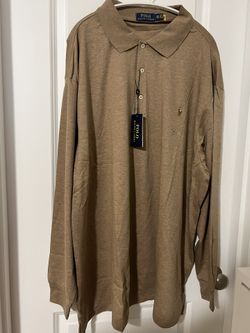 Men's  Long Sleeve Soft Cotton Polo Shirt Size3TG