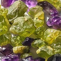 [40pcs. Bundle] 20pcs. Peridot 20pcs Amethyst  Natural Crystal 