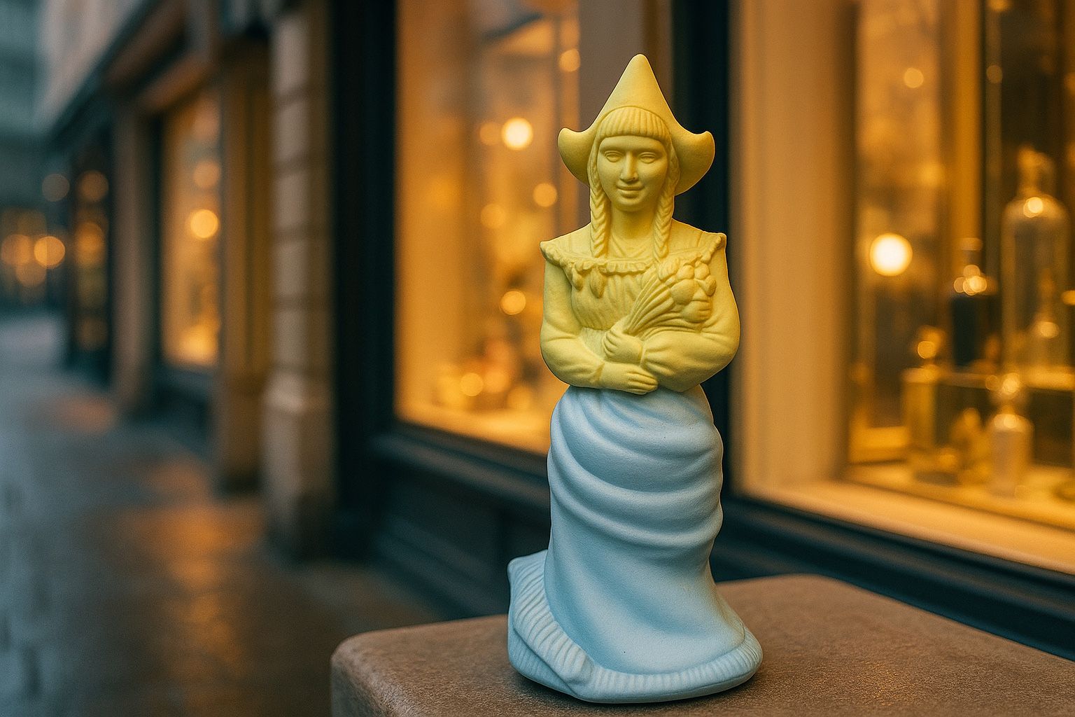 Avon 1970s Half-Full Figural “On the Avenue” Unforgettable Cologne Decanter, 6”