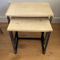 Industrial Leg And Light Wood Nesting Table Tables