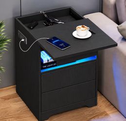 Nightstand with Gun Drawer, Set Of 2, Black