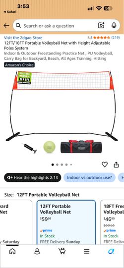 Zdgao 12FT Portable Volleyball Net Set