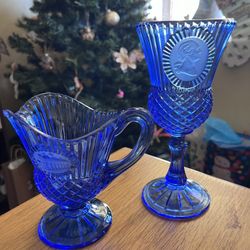 Avon Cobalt Blue Pitcher And Goblet
