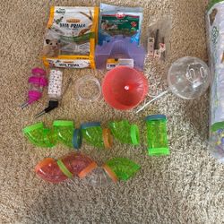 A bunch of hamster supplies