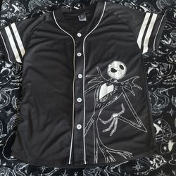 Disney Black Jack Skellington Nightmare Before Christmas Baseball Jersey Shirt