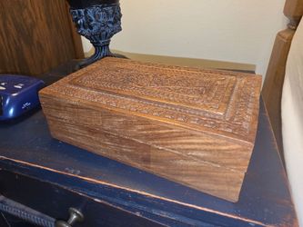 Vintage Hand-Carved Wooden Keepsake Box