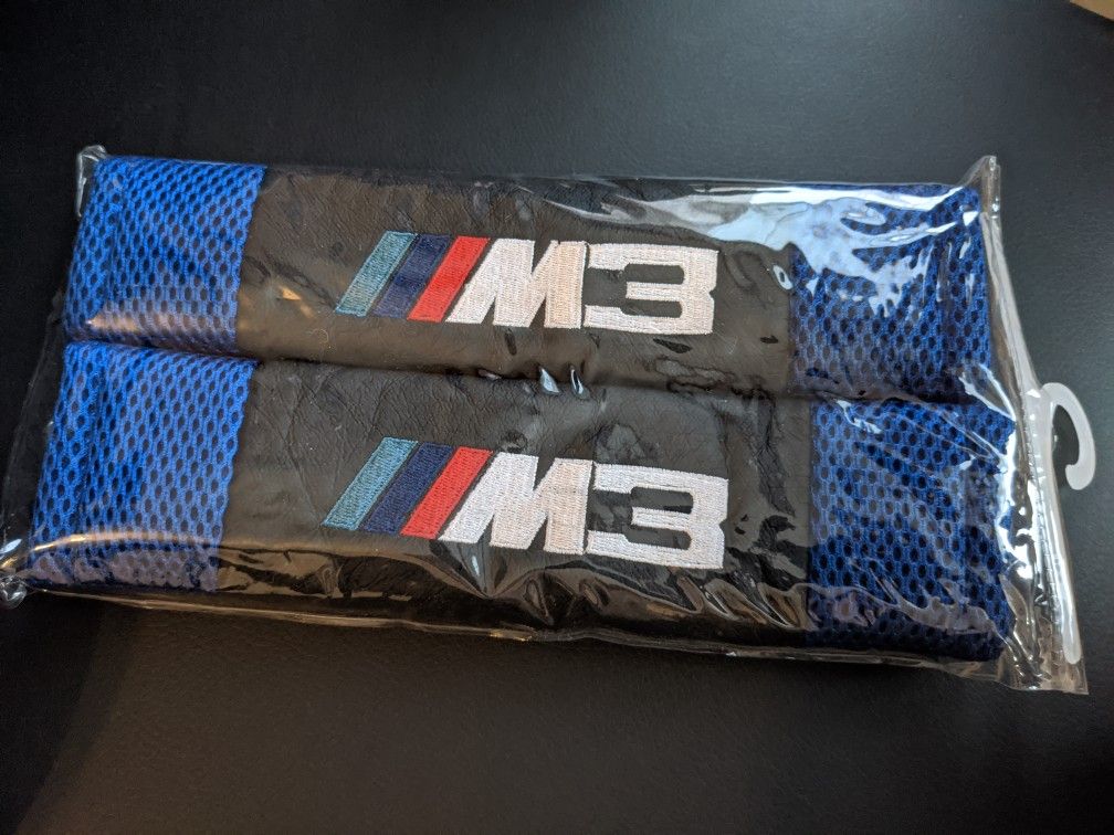 Pair Premium Leather BMW M3 Seat Belt Cover Shoulder Pad Cushions