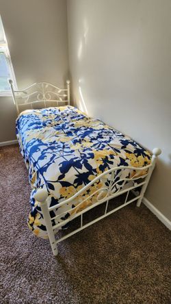 White Metal Twin Bed Frame