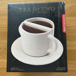 Tea For Two - 2 Tea Cups with Handles & One Saucer - KIKKERLAND - White