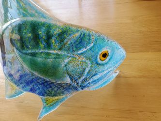 " Yellowfin" Glass decoration , beautiful in the sunlight ( pictures don't do it justice ! )