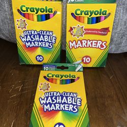 CRAYOLA  MARKERS - FINE LINE  - WASHABLE - 10 Pack Fine Point - LOT OF 3